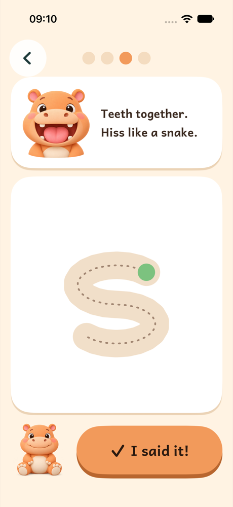 Trace step with the letter s to follow with a finger